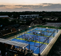Terrain de padel panoramique standard 2026, prix usine, verre 12 mm, LED, certifié CE, pour extérieur et intérieur