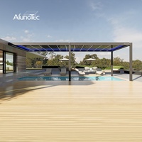 Pergola Bioclimatique Motorisée en Aluminium AlunoTec de Luxe pour Jardin, Toit de Patio à Lames Orientables