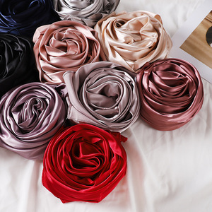 Good Quality Wholesale Price Pure Color Artificial Silk 70*180 cm Scarf Saudi Arabic Dubai Muslim Women <strong>Hijab</strong> - Product Image 2
