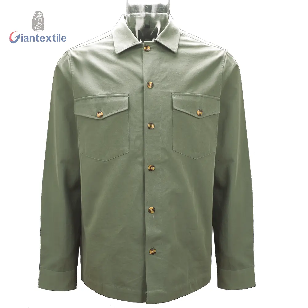 Camicia da uomo più venduta di alta qualità verde oliva 100% cotone manica lunga tinta unita camicia lunga per gli uomini