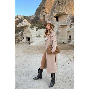 Abrigo de Cachemira Beige XS-XXL, Gabardina Vintage Teñida, Prenda Exterior con un Solo Botón, Transpirable, Impermeable, Capucha Alta con Botón de Piel Desmontable - Product Image 3