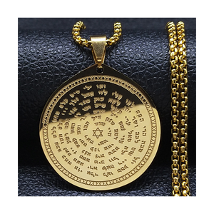 Jüdische Bibel Edelstahl Hexagramm Kette Halskette Frauen Männer 72 Namen des Gottes Moses Halsketten Mezuzah Fine Jewelry Collier