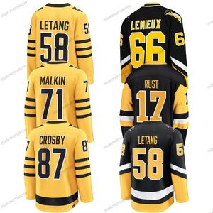 Nova Camisa de Hóquei no Gelo do Pittsburgh Penguins Uniforme Bordado e Costurado com Logos # 87 Sidney # 71 Malkin # 66 # 58 - Product Image 1
