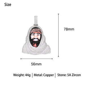 จี้พระเยซูสไตล์ฮิปฮอป Kaleido รุ่นใหม่ มีสินค้าในสต็อก ประดับเพชร CZ เต็มตัว พร้อมรายละเอียดเคลือบเงา เครื่องประดับแฟชั่นสุดเท่ห์ อินเทรนด์ - Product Image 6