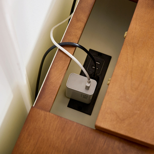Mid Century Modern Nightstand 22.9 In 2 <b>Drawers</b> Wood <b>Storage</b> Side Cabinet With Charging Station Outlet Hole - Product Image 5