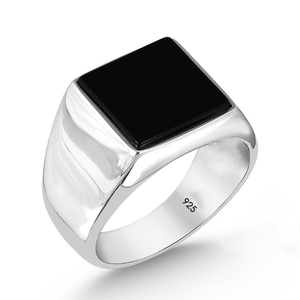 Gemnel Hot Bán 925 Bạc 18K Vàng Vermeil Vuông Mẹ củ<span class=keywords><strong>a</strong></span> Ngọc Trai Onyx signet Nhẫn Cho Phụ Nữ - Product Image 1