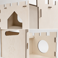 YAOYUE Château pour lapins en bois assemblé, en contreplaqué de peuplier, petite maison pour animaux de compagnie, assemblage par languettes et fentes pour lapins, cochons d'Inde, hamsters