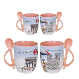 Tùy chỉnh Paris mốc gốm Mug với muỗng Arc de Triomphe thánh Tim Nhà thờ thiết kế bán buôn ODM OEM cho lưu niệm ly - Product Image 5