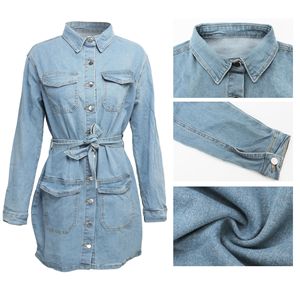 SMR9896 Nouvelle arrivée, <span class=keywords><strong>robe</strong></span> en jean à manches longues tendance pour femmes, <span class=keywords><strong>robe</strong></span> en jean slim fit, <span class=keywords><strong>robe</strong></span> élégante pour femmes, avec ceintures - Product Image 6
