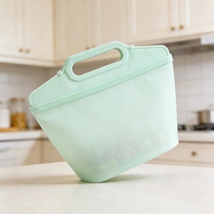 Silicone <b>Reusable</b> Transparent Square Kitchen Food Storage <b>Bag</b> Leakproof Dishwasher Eco Friendly Non Toxic <b>Freezer</b> Safe - Product Image 2