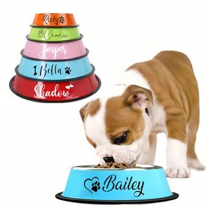 <b>Personalised</b> Name Stainless Steel <b>Bowls</b> for Cat/<b>Dog</b>, Customized Colored Anti Dumping Non-Slip Pet Water <b>Bowl</b> - Product Image 2