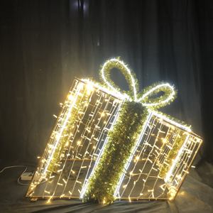 Escultura de caja de regalo LED grande, decoración navideña para <span class=keywords><strong>Plaza</strong></span>, accesorio de fiesta de Festival - Product Image 2