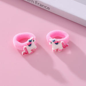 Moda niños pelo <span class=keywords><strong>Scrunchies</strong></span> dibujos animados <span class=keywords><strong>unicornio</strong></span> resina Clips alto elástico venta al por mayor accesorios para el cabello - Product Image 2