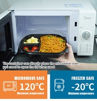 Conteneur alimentaire jetable biodégradable en gros avec couvercle transparent, boîtes à emporter uniques, compatibles micro-ondes, boîte en plastique noire à 3 compartiments