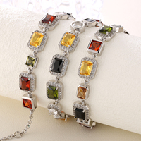 Collier Ras-du-Cou Multi-Gemmes Étincelant Plaqué Or Véritable 18K Laiton, Chaîne Arc-en-Ciel Colorée CZ 10MM pour Femmes et Hommes