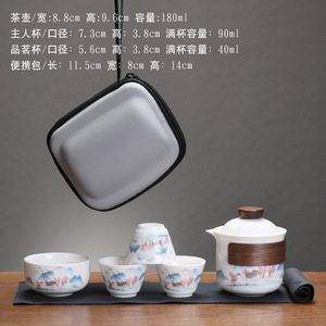 Dehua White Porcelain Travel <b>Tea</b> Set <b>One</b> <b>Pot</b> Four Cups Portable Traditional Design Gift Set - Product Image 5