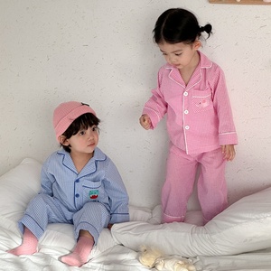 Kid's Girl's Plaid Nightwear Cotton Long Sleeve 2026 Spring 2 Piece Outfit <strong>Boys</strong> <strong>Clothing</strong> Sleepwear Girls Kids Customized Pajamas - Product Image 6