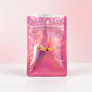 Food Grade Customized logo Ziplock Holographic Laser Stand <b>up</b> Mylar Storage <b>Pouch</b> with Hang Hole - Product Image 1