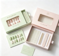 Boîte cadeau en carton personnalisée avec fenêtre et ruban, idéale pour l'emballage de faux ongles et les produits cosmétiques, vente en gros