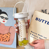 Hete Zomer Verkoop Scheiding 750Ml Tritan Stro Waterfles Draagbare Doorzichtige Bloem Thee Infuser Filter Premium Drinkwaren