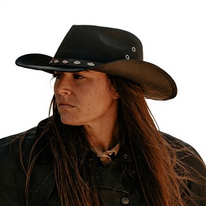 Chapeau Bob Décontracté en Cuir Véritable pour Homme - Style Western Classique Réglable pour l'Hiver et les Voyages en Extérieur - Product Image 4