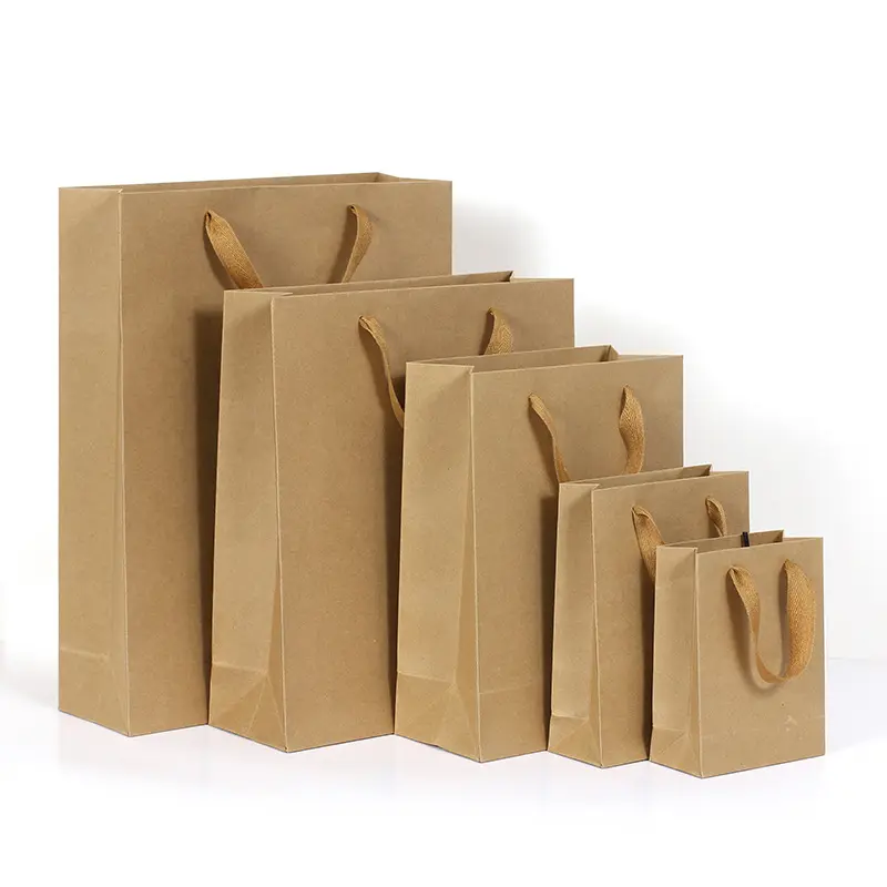 Bolso reciclable de bolsa de papel Kraft con logotipo personalizado para compras y almacenamiento de ropa con impresión offset y función de bolsa de regalo