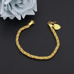 JXX 24K Gold Plated Trendy Fashion <b>Bracelet</b> Twisted <b>Rope</b> with Brass Charm Chain & Link Stylish Jewelry - Product Image 3
