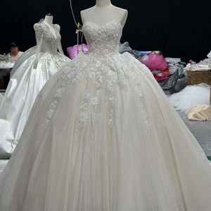 Hz015 Modern Ivory Sweetheart Lace <b>Corset</b> Appliques 3D Floral Petal Drop Basque Waist Glitter Tulle Floor-Length Ball Gown - Product Image 2