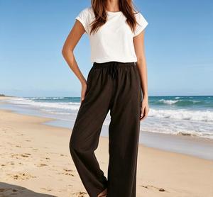 Bmama Women's Classic Linen Wide Leg Pants Breathable Casual Summer Bottoms - Product Image 1