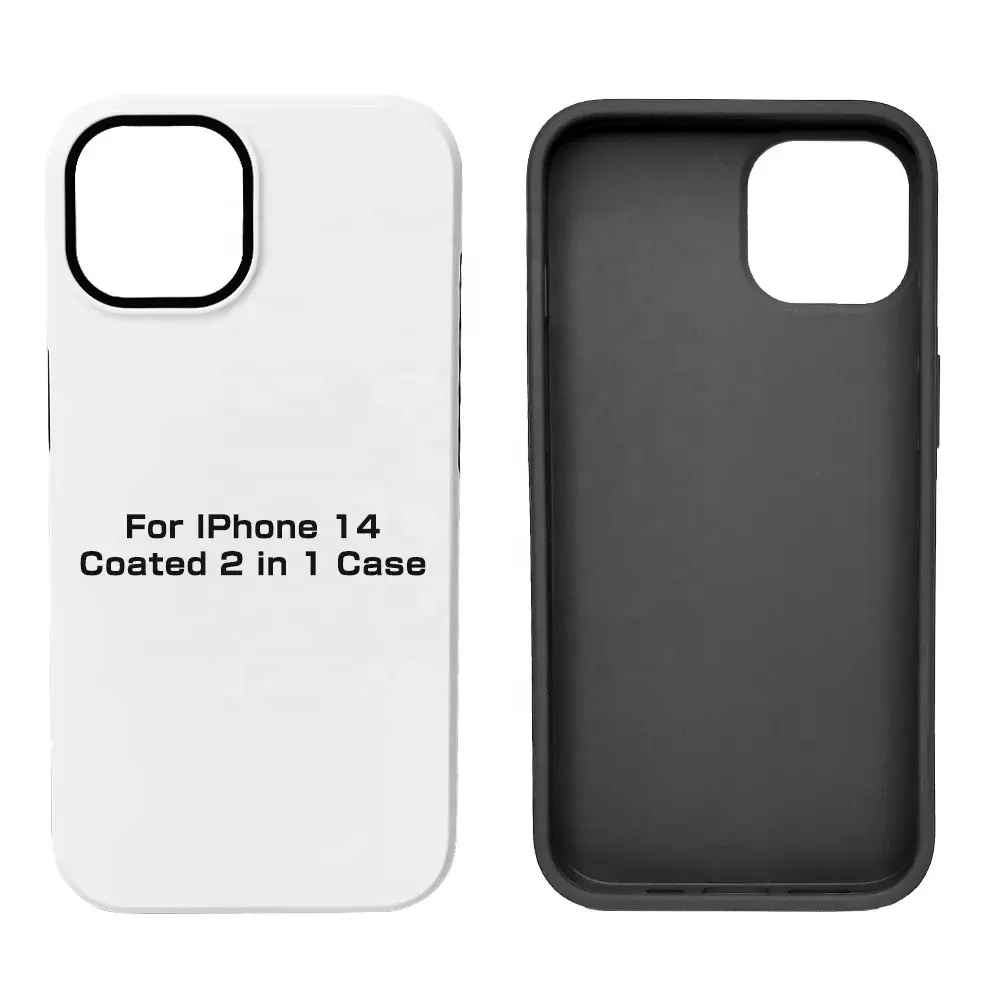 Coque de téléphone portable, impression par transfert thermique, double couche 2 en 1, résistant, revêtement 3d, sublimation vierge, pour iPhone 14 14 Pro Max