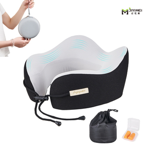 Oreiller de voyage en mousse à mémoire de forme en forme de U, nouveau design tricoté, pour voiture, avion, bureau, sieste, avec boîte de rangement, de la marque JIYIMEI - Product Image 1