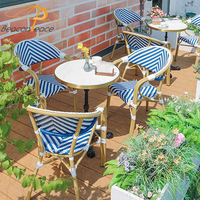 Mobilier de restaurant de plein air empilable vintage français bistro chaie fauteuil de salle à manger en rotin pour café
