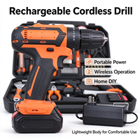 Kit d'outils de perçage sans fil au lithium 59 pièces avec 2 batteries et pistolet à colle chaude, boîte à outils multifonctionnelle pour la réparation et le bricolage à domicile