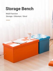 <span class=keywords><strong>Banc</strong></span> pouf de rangement Rangement en tissu rembourré Tabouret de chambre à coucher Tabouret d'extrémité de lit <span class=keywords><strong>Banc</strong></span> - Product Image 6