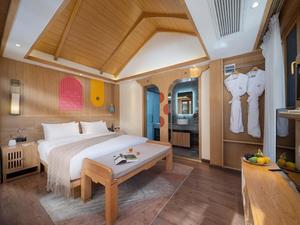 Ensemble de meubles de chambre <span class=keywords><strong>d</strong></span>'hôtel personnalisé XINSHIYI avec lit double et ottoman pour appartement, en contreplaqué avec placage, pieds en bois massif - Product Image 2