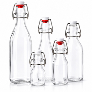 Botella de Vidrio Transparente Vacía con Tapón Metálico, Recipiente Reutilizable y Duradero para Jugo de Frutas, Aceite y Bebidas Caseras - Product Image 5