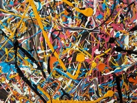 Peintures de style Jackson Pollock, art abstrait, peinture à l'huile colorée, urbaine, à texture fine