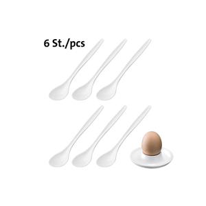 ช้อนตักไข่ 6 ชิ้น ชุดที่วางไข่เซรามิกสีขาว สำหรับชุดอาหารเช้า - Product Image 1