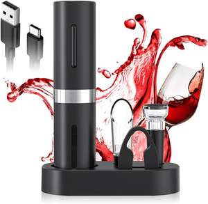2025 New Combination 4 in 1 Charging Electronic <b>Wine</b> <b>Bottle</b> Opener Set with Base - Product Image 1