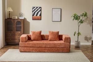 आधुनिक परिवर्तनीय सोफे बिस्तर स्लीपर फ्यूon समायोज्य बैकरेस्ट बोनलेस डिजाइन - Product Image 2