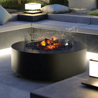 CRUISE True Fire BBQ Madera/Gas/Alcohol/Atomización Núcleo personalizado 700mm Rectángulo Fogata al aire libre Estufa redonda Mesa con vidrio