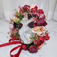 Bandeau de fleurs couronne de cheveux couronne florale casque avec ruban mariage Festival fête coiffure bandeau de cheveux