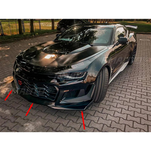 For 16-21 Chevy Camaro SS / 19-21 LS LT RS Front Bumper Lip <b>Splitter</b> Spoiler Carbon Fiber Look Glossy Matte Black - Product Image 6