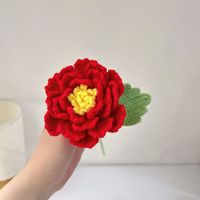 Buket Bunga Peony Rajutan Tangan dari Katun, Hadiah Rajutan Bunga untuk Natal dan Tahun Baru Imlek