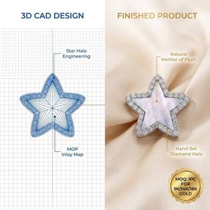 Impresionante Colgante de Estrella de Oro Sólido de 9K/14K/18K con Halo de Madreperla y Diamante de Laboratorio para Joyería de Lujo Diaria - Product Image 1