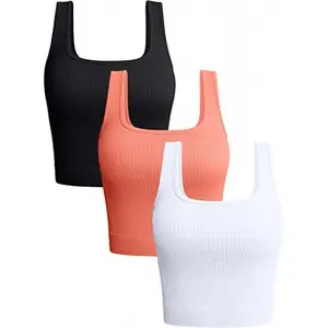 2024 Europese En Amerikaanse Stijl Grensoverschrijdende Casual Korte Naadloze Fitness Sportvest Korte Top Voor Vrouwen