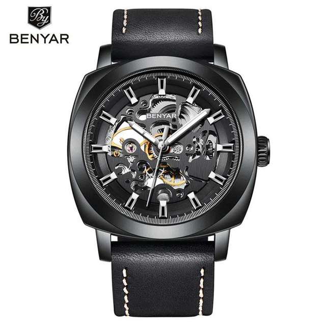 BENYAR 5121 Men Watches Top Luxury Automatic Watches for Men Chronograph Sports Waterproof Genuine Leather Luminous Clock