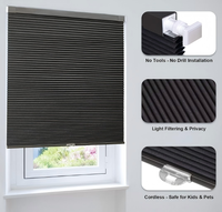 Rideau Nid d'Abeille Facile à Installer Sans Perçage, en Polyester Occultant, Imperméable, Anti-UV, Anti-Moustiques, Silencieux