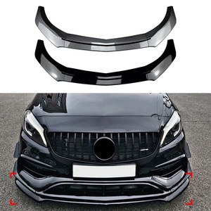 Amp-Z Front Lip <b>Splitter</b> For Mercedes-Benz A-Class W176 A200 A260 A45 AMG 2013-2018 Piano Black Carbon Fiber Texture - Product Image 1