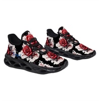 Chaussures de course personnalisées en gros, motif rose rouge gothique, imprimé lame de sang, design personnalisé, chaussures de sport décontractées